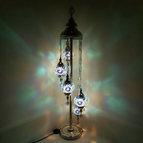 Silberne Stehlampe im marokkanischen türkischen Stil mit 5 Kugeln S-B4