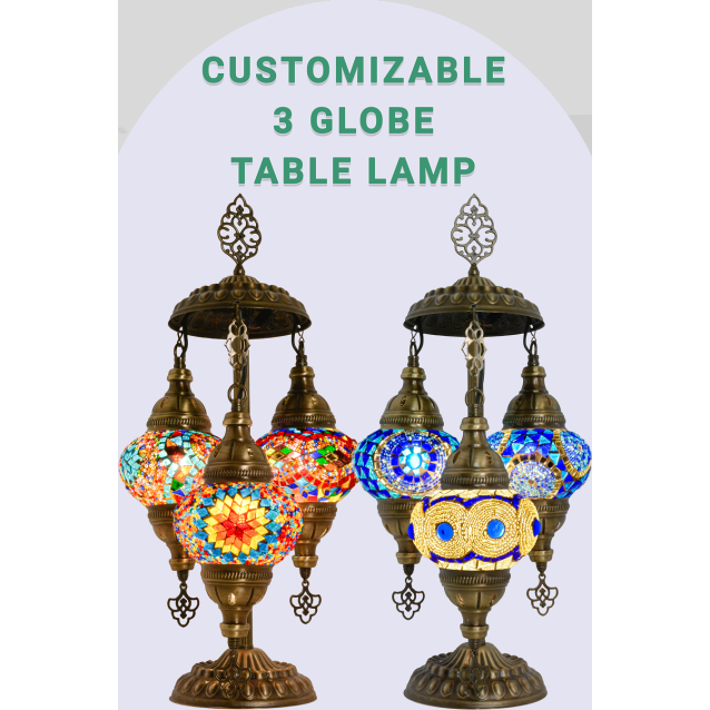 Personaliza 3 lámparas de mesa Globe