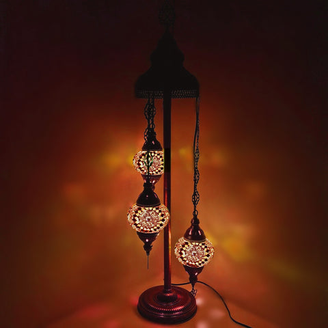 Lámpara de pie marroquí turca de World Home Living, luz eléctrica, cristal de mosaico decorativo bohemio oriental, certificado CE