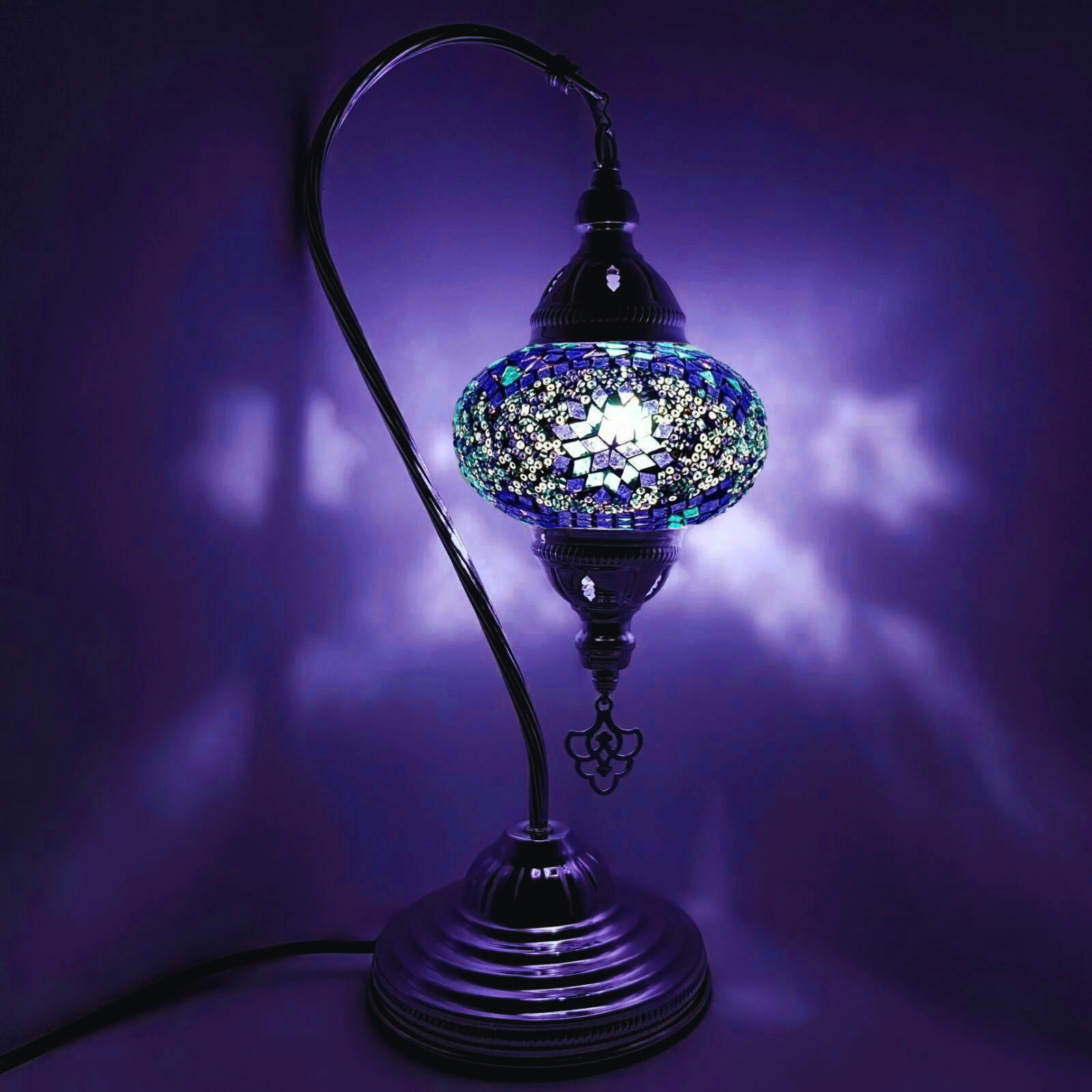 Moroccan Turkish Silver Chrome Table Lamp B4 World Home Living