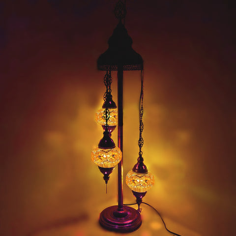 Lámpara de pie de estilo turco marroquí de 3 bolas OR11