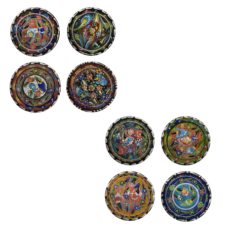 Juego de 8 cuencos turcos marroquíes pintados a mano de colores mixtos de 12 cm