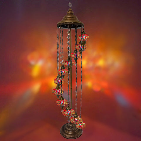 11 Ball Moroccan Turkish Style Floor Lamp with Larger Glass GLA17OR1