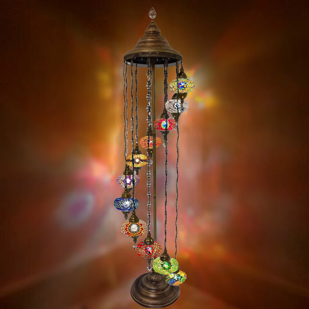 11 Ball Moroccan Turkish Style Floor Lamp with Larger Glass GLA17MIX
