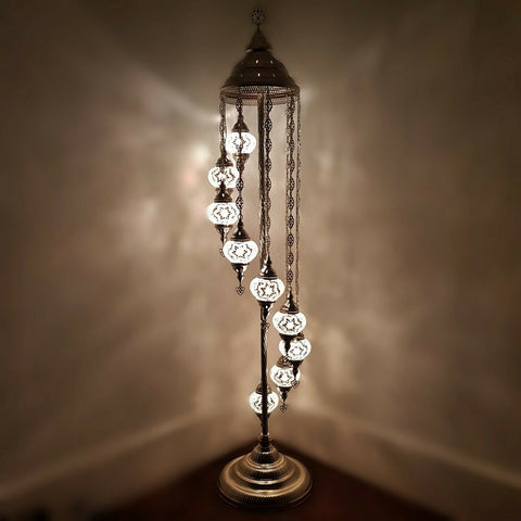 Lámpara de pie de plata de estilo turco marroquí de 9 bolas SW6