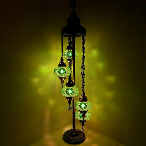 Lámpara de pie de estilo turco marroquí de 5 bolas de vidrio grande GR1