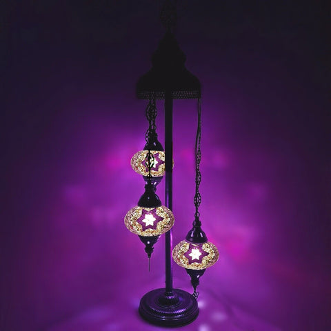 Lámpara de pie de estilo turco marroquí de 3 bolas de cristal grande P8