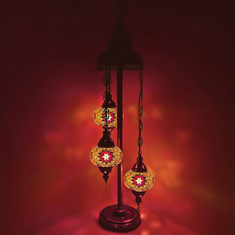 Lámpara de pie de estilo turco marroquí de 3 bolas de vidrio grande OR1