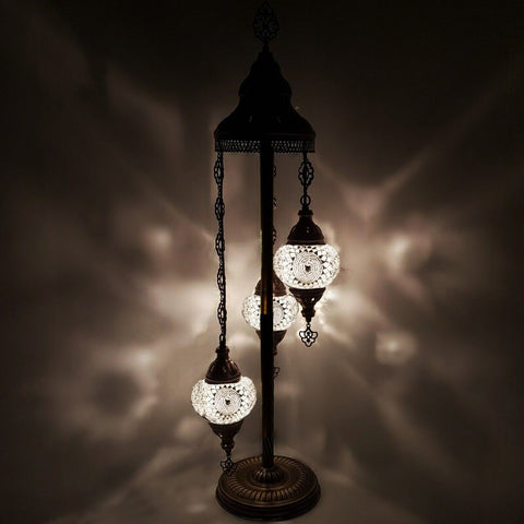 Lámpara de pie estilo turco marroquí de 3 bolas L.5