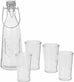 Drinking Glasses Bottle Set Clip Top 4 Glass Tumbler Stacking Carafe Giftbox