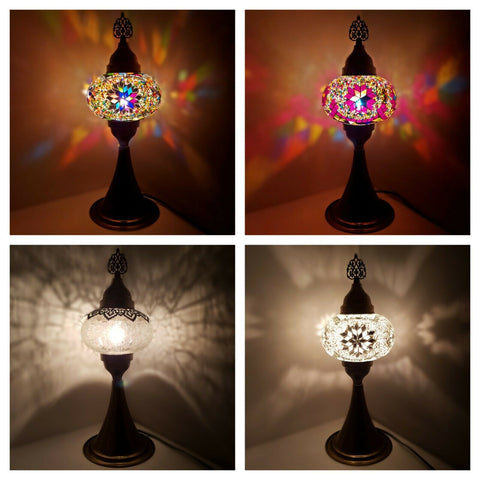 Lámpara de mesa alta de luz de lámpara de mosaico de vidrio colorido marroquí turco certificada por CE