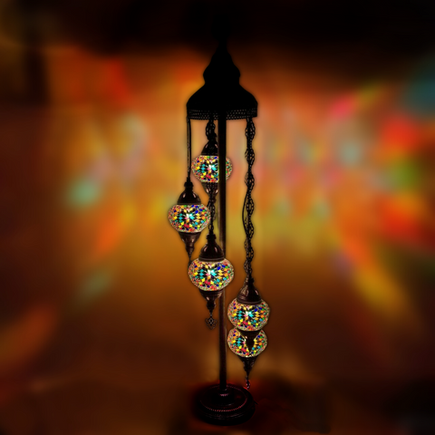 Lámpara de pie de estilo turco marroquí de 5 bolas MC15