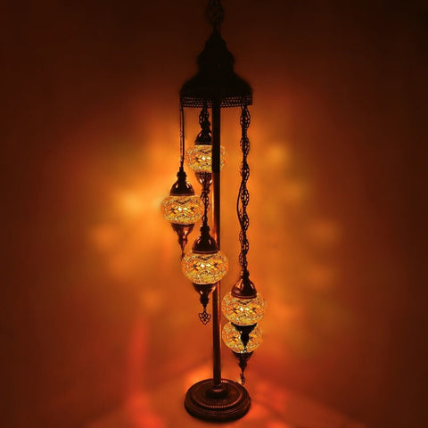 Lámpara de pie de estilo turco marroquí de 5 bolas OR11