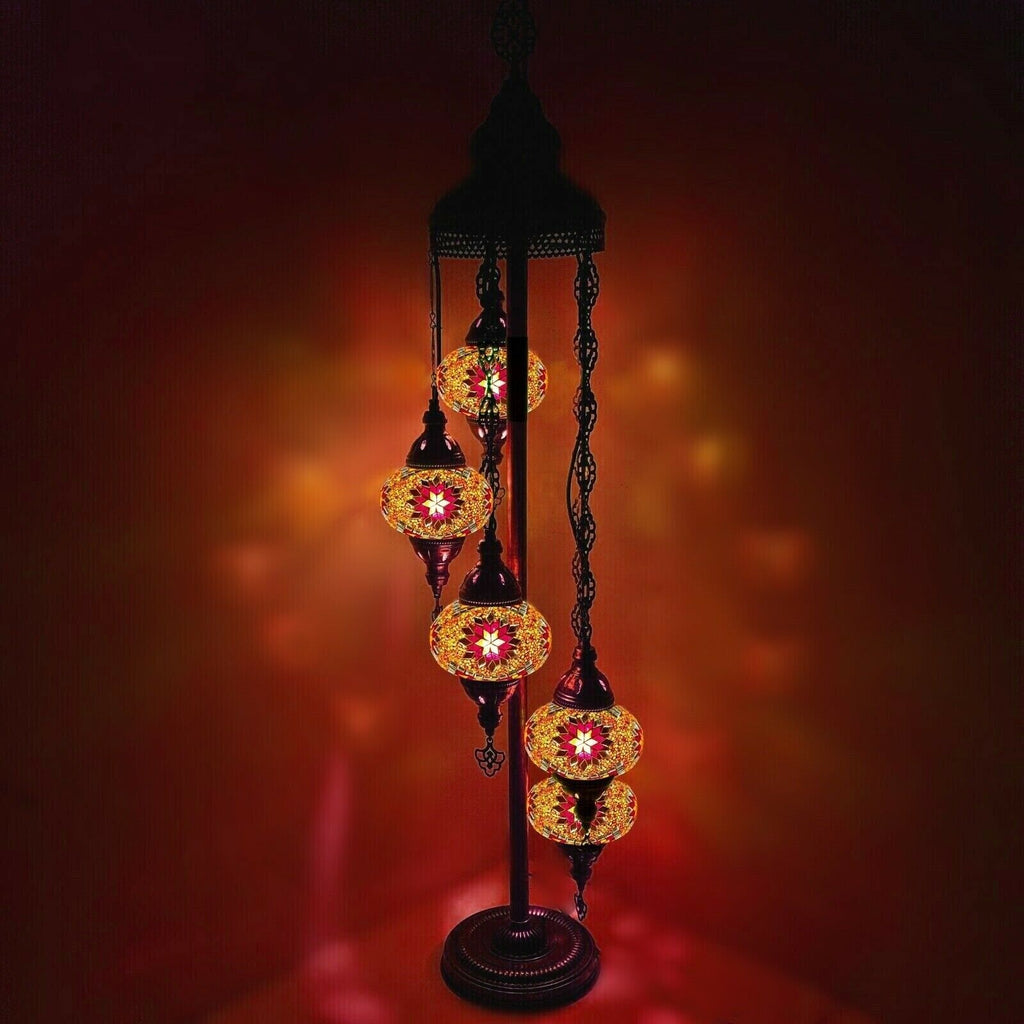 Stehlampe im marokkanischen türkischen Stil mit 5 Kugeln, großes Glas OR1